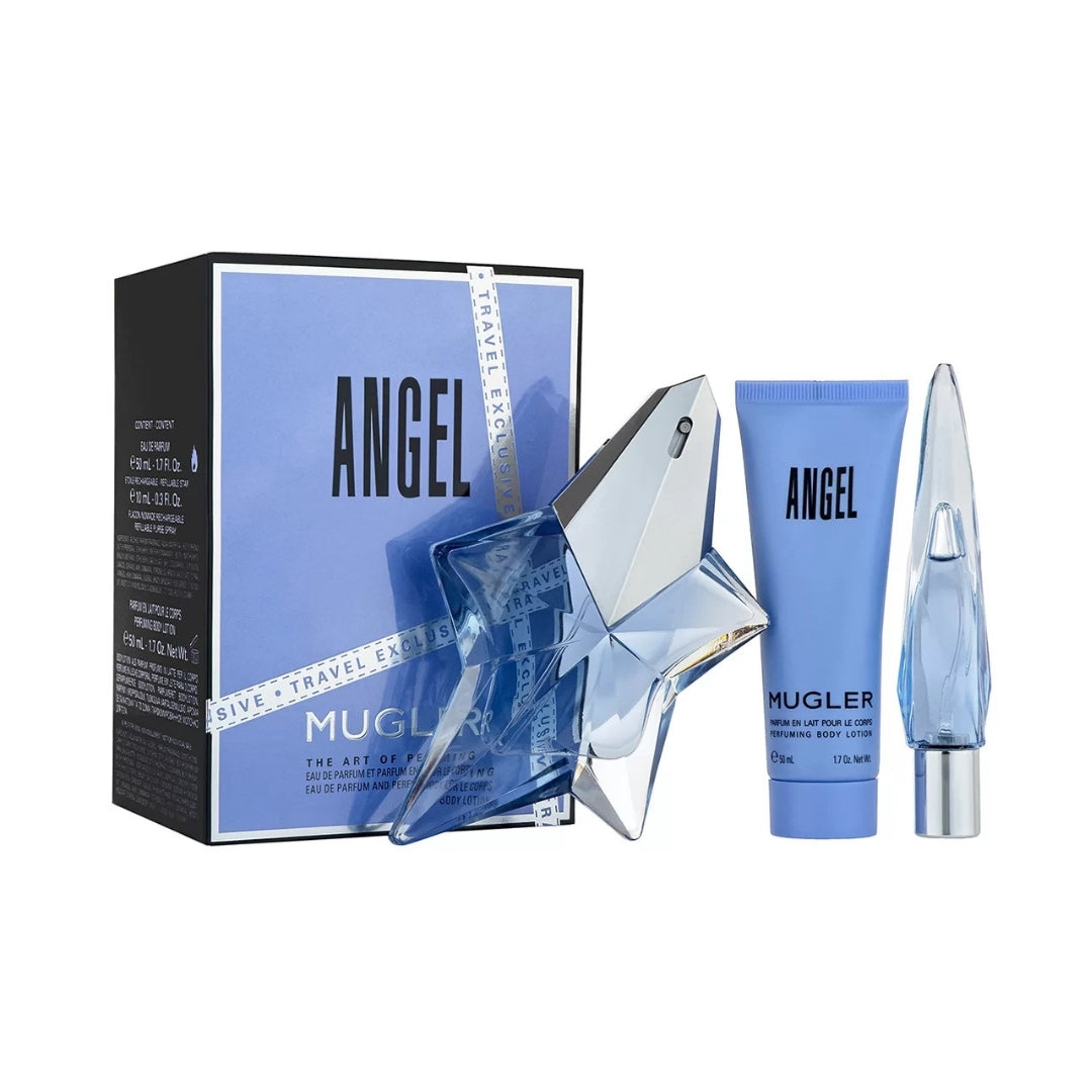 Thierry Mugler Angel Set: Eau de Parfum 50ml (Refillable) + Body Lotion 75ml + Mini Eau de Parfum 10ml