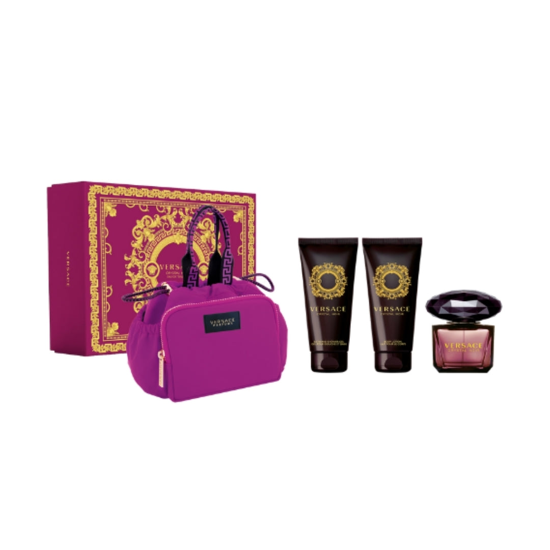 Versace Crystal Noir Set: Eau de Toilette 90ml + Body Lotion 100ml + Shower Gel 100ml + Cosmetic Bag